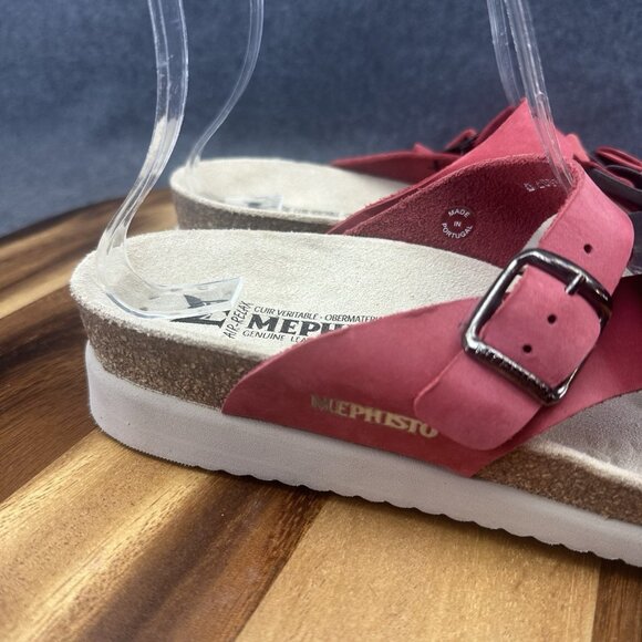 Mephisto Helen Flower Leather Air Relax Slide Sandals Red Women's 37/7 - Picture 3 of 10